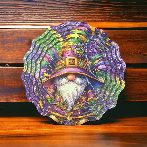 Mardi Gras themed 8 inch Sublimated Wind Spinner - Picture 1 of 2